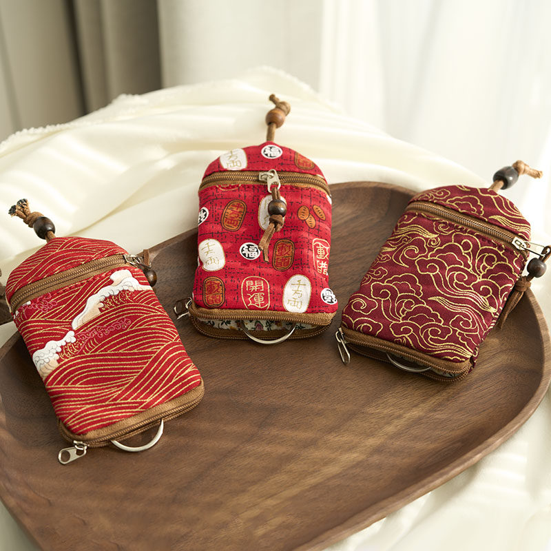 中式复古布艺钥匙包抽拉多功能拉链零钱包汽车钥匙套锁匙包可放卡,箱包皮具/热销女包/男包,钥匙包,淘宝优惠券,粉丝福利购,淘宝优惠卷