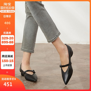韦恩女鞋鹿皮夏季女鞋羊皮真皮玛丽珍鞋女时尚尖头单鞋女新款1203