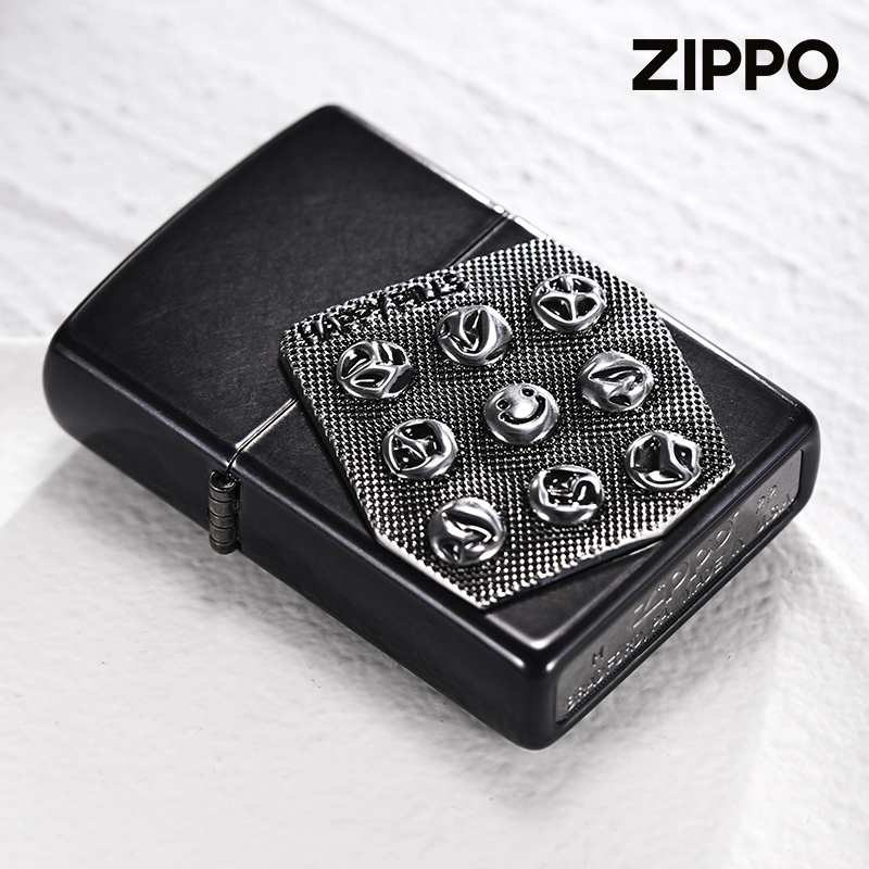 【停售】zippo打火机官方旗舰正品灰昏金属徽章快乐至上煤油防风 ZIPPO/瑞士军刀/眼镜 ZIPPO/芝宝 原图主图