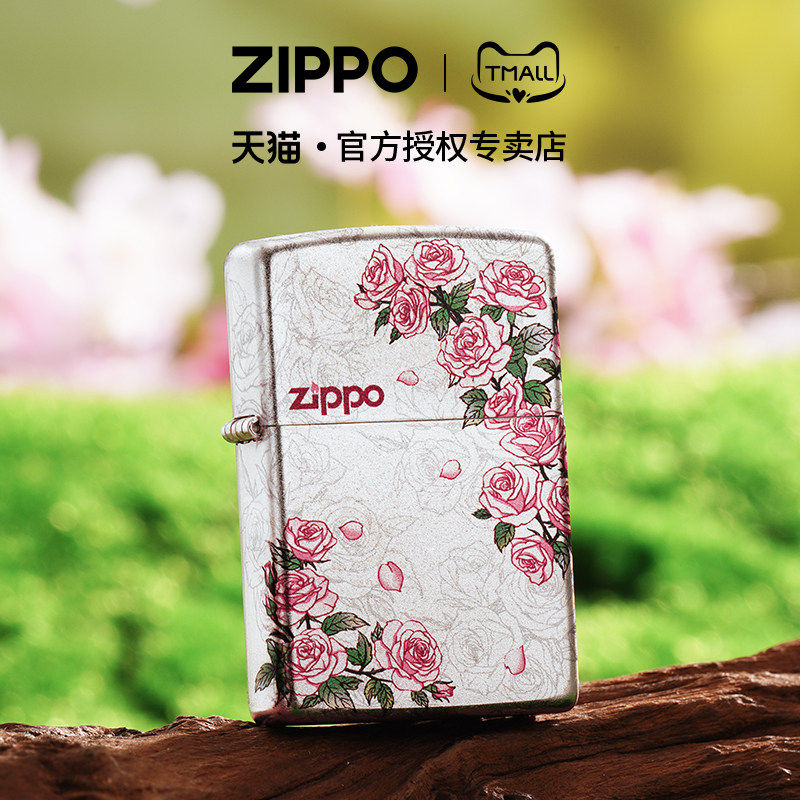 zippo打火机热恋玫瑰官方煤油防风个性彩印浪漫表白礼物送男友