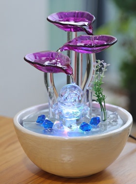 桌面循环流水喷泉摆件招财风水轮