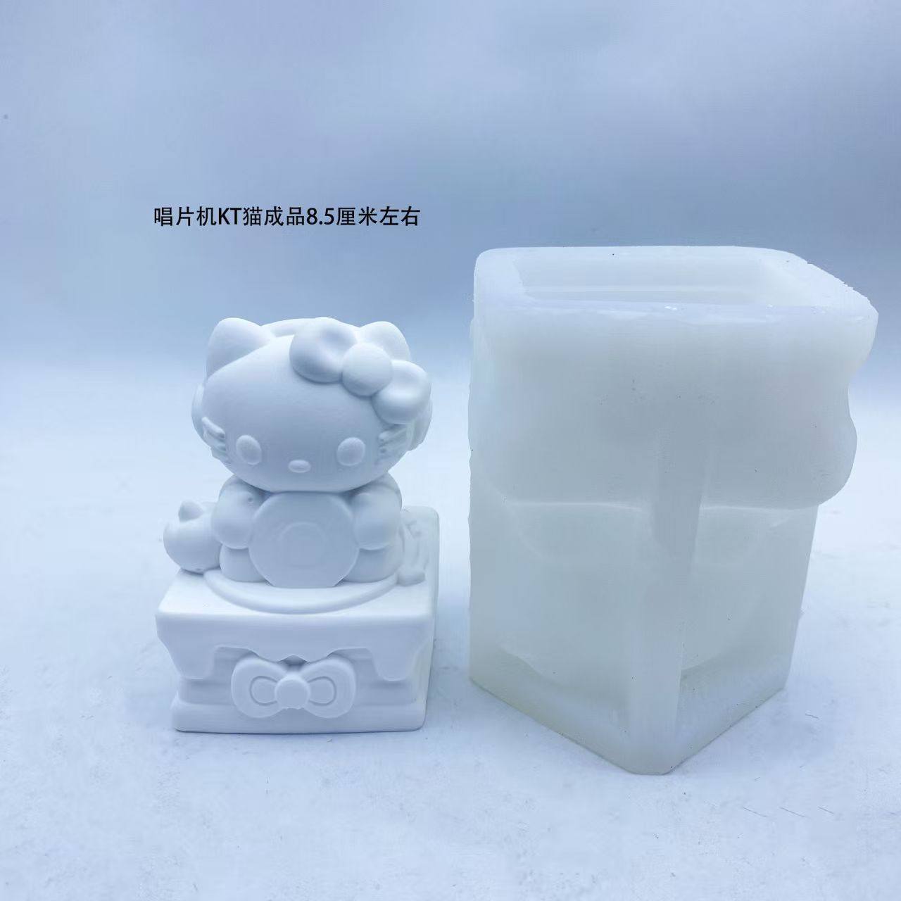 DIY唱片KT猫咪硅胶模具 3D香薰石膏烘焙蛋糕巧克力新款模具摆摊