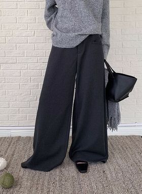 UNITY MODE 纯棉休闲阔腿裤女冬冬直筒西装裤宽松长裤子530018