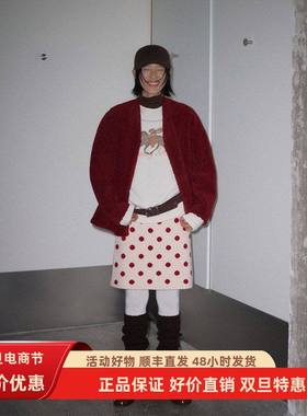 UNITY MODE 绵羊毛毛织波点半身裙女冬季法式复古针织短裙251535