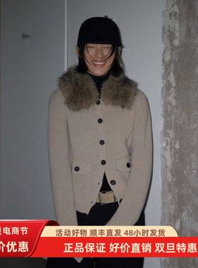 UNITY MODE 韩系复古大毛领开衫女冬季温柔风气质针织外套530060