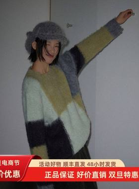 UNITY MODE 绵羊毛复古撞色毛衣女冬软糯慵懒松弛感针织衫251536