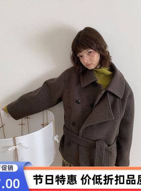 UNIT西装金敏喜大衣升级版短款羊千金呢大衣外套女冬白色17201