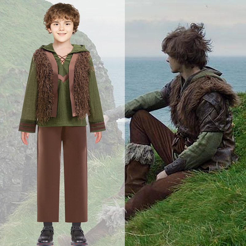 热款童装驯龙高手同款cosplay服男童长袖长裤马甲三件套演出服装