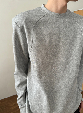 FOG EMMA结构拼接长袖T恤男秋季果冻棉垫肩显宽圆领休闲打底衫