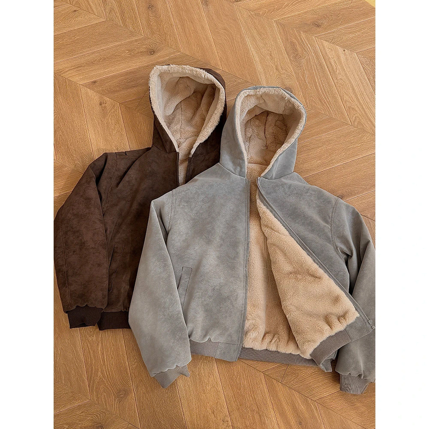 FOG EMMA座山雕PU皮棉服男女冬季复古加绒保暖仿兔毛连帽棉衣外套,男装,棉衣,淘宝优惠券,粉丝福利购,淘宝优惠卷