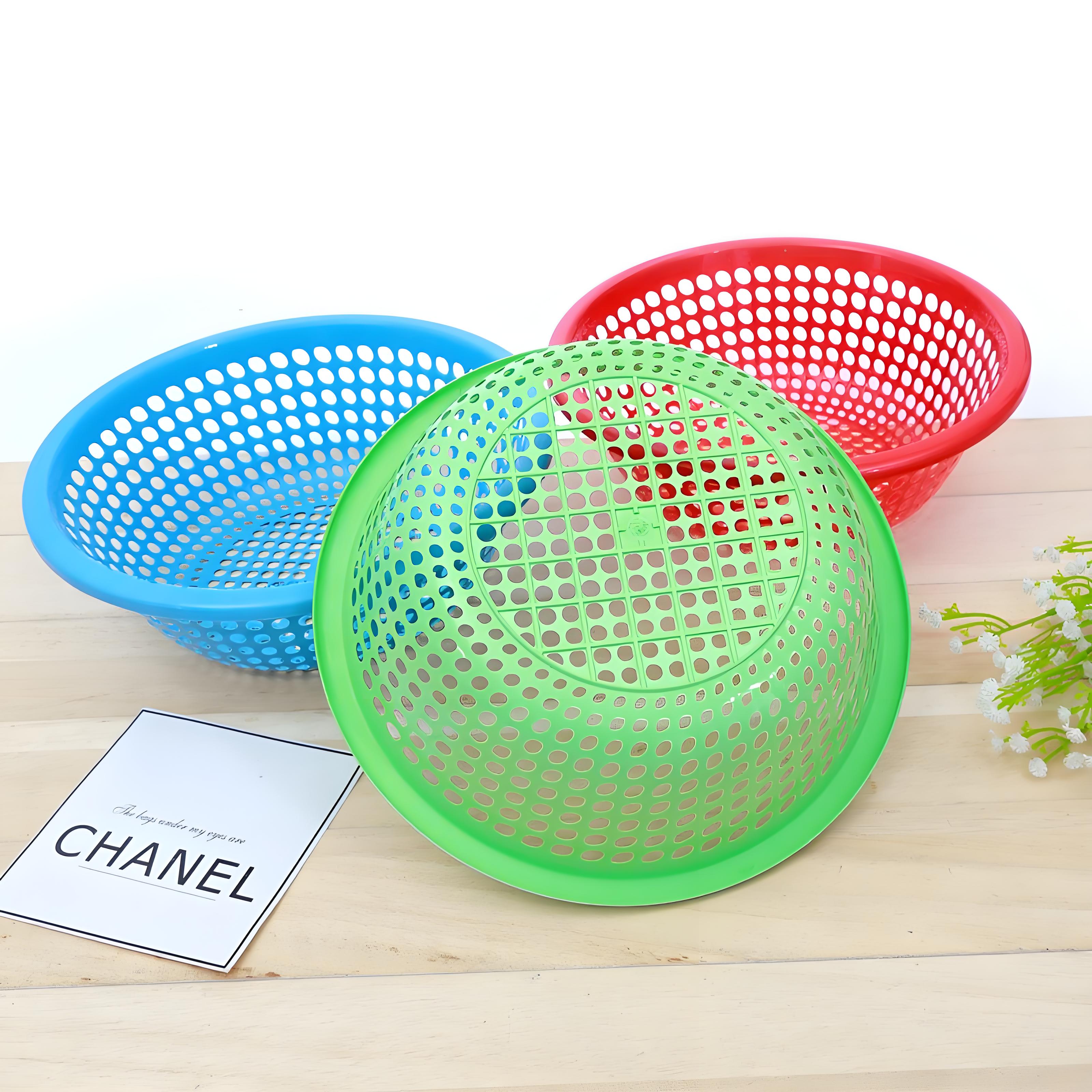 加厚圆筛塑料沥水篮粗孔水果篮子草莓筛小圆筛幼儿园玩具收纳筐子