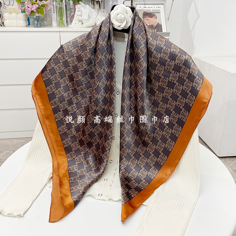凯旋门老花100%桑蚕丝真丝丝巾女