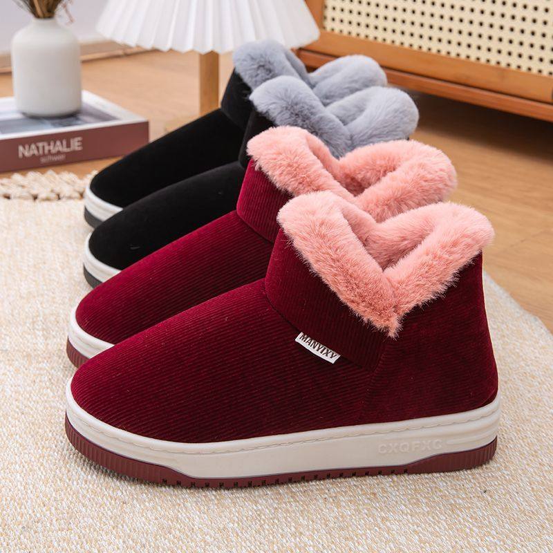 冬季加厚保暖防滑厚底耐脏棉拖鞋男女情侣款加绒软底包跟外穿拖鞋