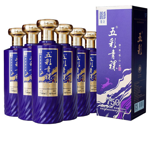 五彩青稞酒750ml46度粮食酒6瓶装