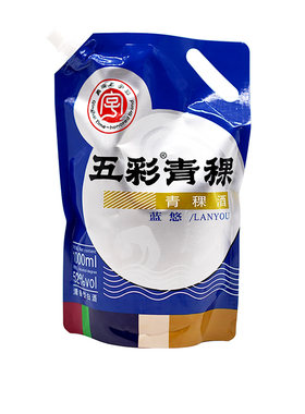 52度固态法白酒青海老字号互助威达五彩青稞酒蓝悠1000ml袋装原浆