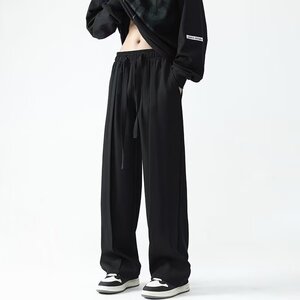 夏季垂感西裤男高级感oversize直筒裤子青少年松紧腰帅气休闲长裤