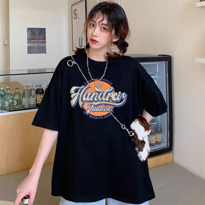 2021 summer Hong Kong Style Short Sleeve T-Shirt women's loose Korean cool fashion dark girl's strange taste top body