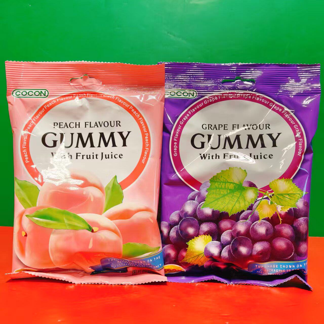 马来西亚进口可康牌白桃味葡萄味软糖100g袋装 休闲零食凝胶糖果