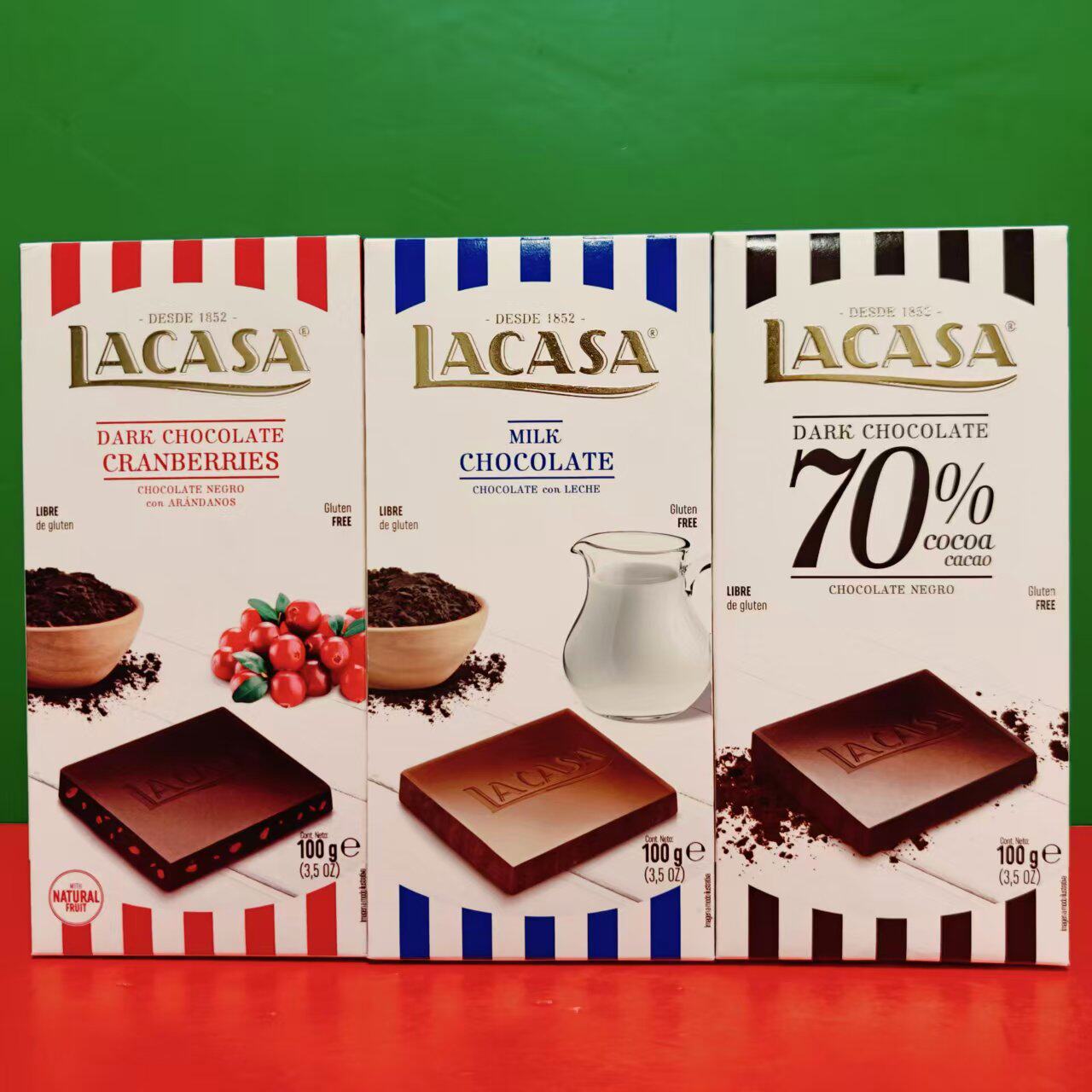 临期特价 西班牙进口乐卡莎蔓越莓70%黑巧克力牛奶巧克力100g排块