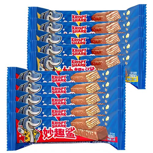【5条装】妙趣鲨巧克力味花生味威化饼干19g*5条 下午茶零食饼干