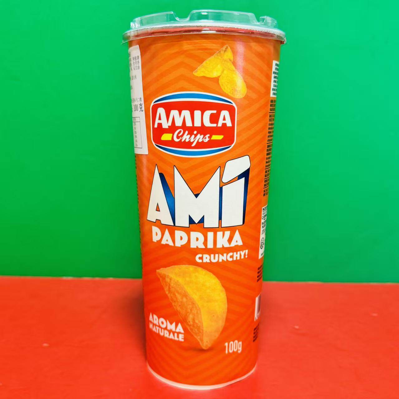 临期价 意大利进口AMICA桶装辣椒味薯片100g煲剧休闲零食膨化食品