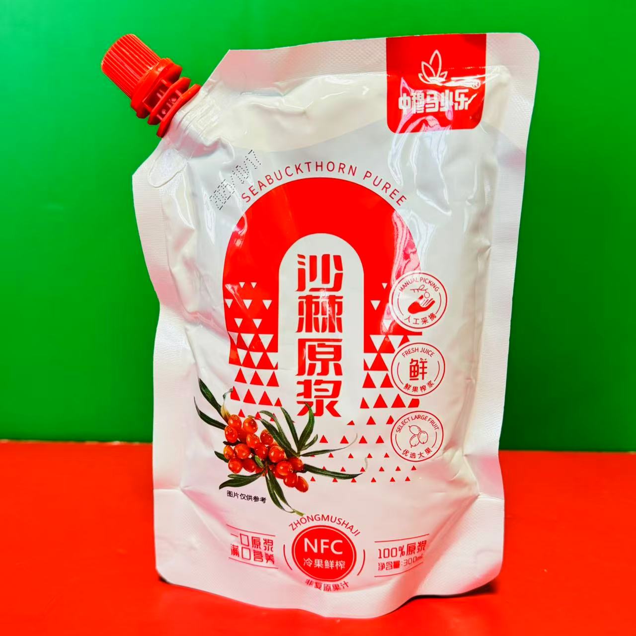临期特价 中穆马小乐沙棘原浆300ml袋装开袋即饮冲饮沙棘果汁饮料