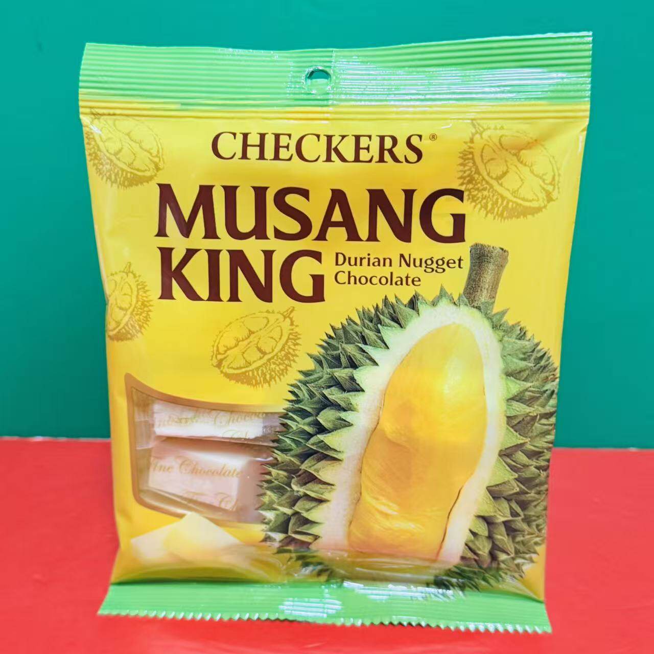 临期特价 马来西亚进口CHECKERS猫山王榴莲风味白巧克力60g袋装