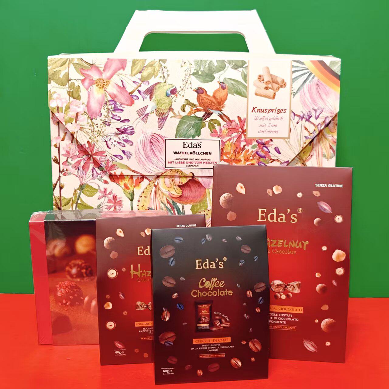 艾达的世界榛子咖啡黑巧克力什锦巧克力威化蛋卷臻选礼盒 折扣价