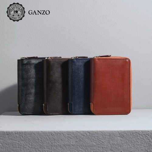 花田笔店 日本GANZO马缰皮M5拉链款手账手工制作皮具笔记本