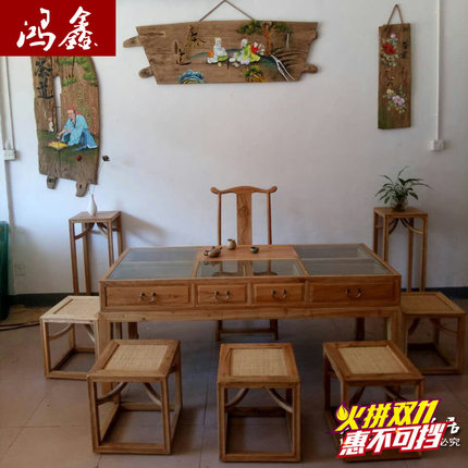 新中式展示柜.珠宝玻璃柜.文玩桌收银茶台.精品陈列柜.榆木展示架