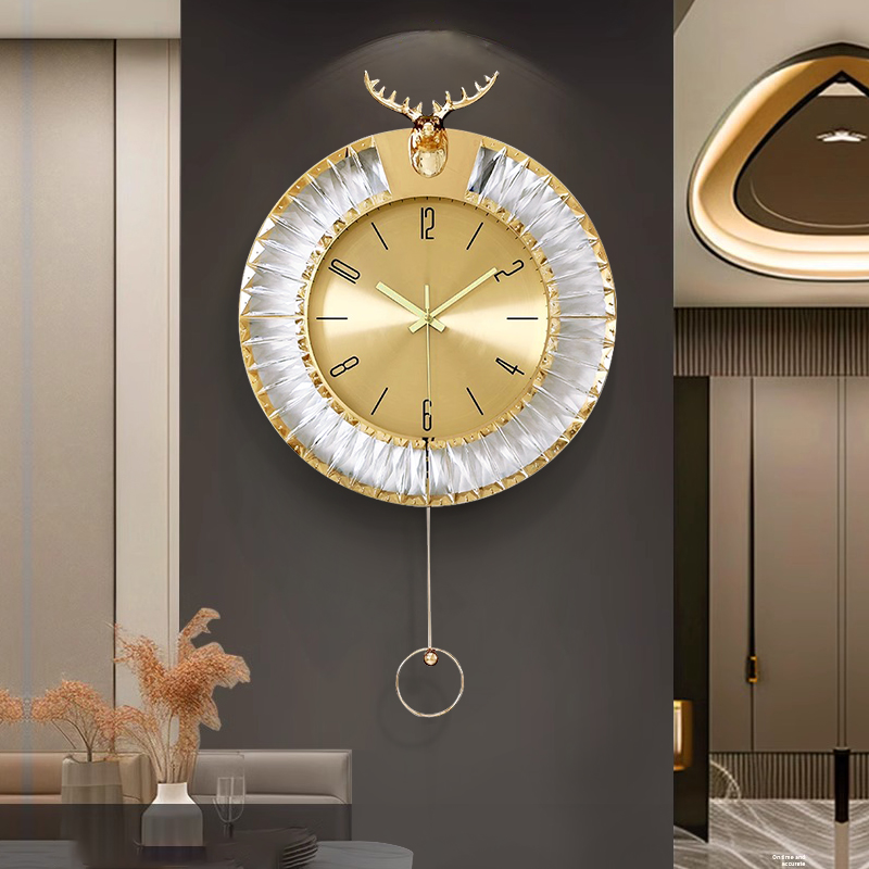 轻奢家用客厅带灯挂钟