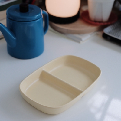 80 vintage time日式减脂分餐盘陶瓷分格盘双格餐盘哑光陶瓷盘