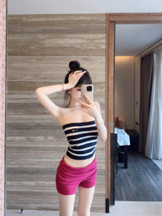 Eva君君酱辣妹性感低腰褶皱包臀针织短裤 女百搭显瘦mini休闲热裤