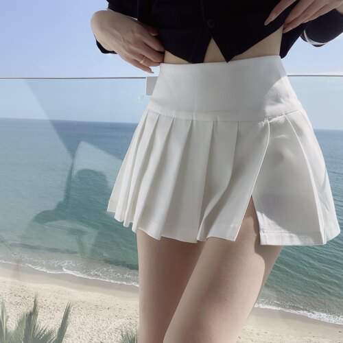 小短裙显瘦辣妹防走光开叉百褶裙