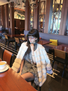 Eva君君酱高级感气质韩系仿貂毛龙猫环保皮草外套女皮毛一体上衣