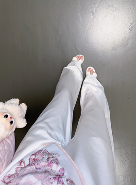 Eva君君酱高级感宽松慵懒风缎面绑带拖地直筒裤女气质舒适长裤子
