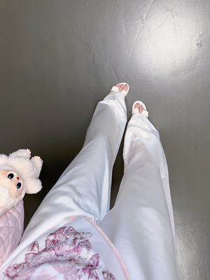 Eva君君酱高级感宽松慵懒风缎面绑带拖地直筒裤女气质舒适长裤子