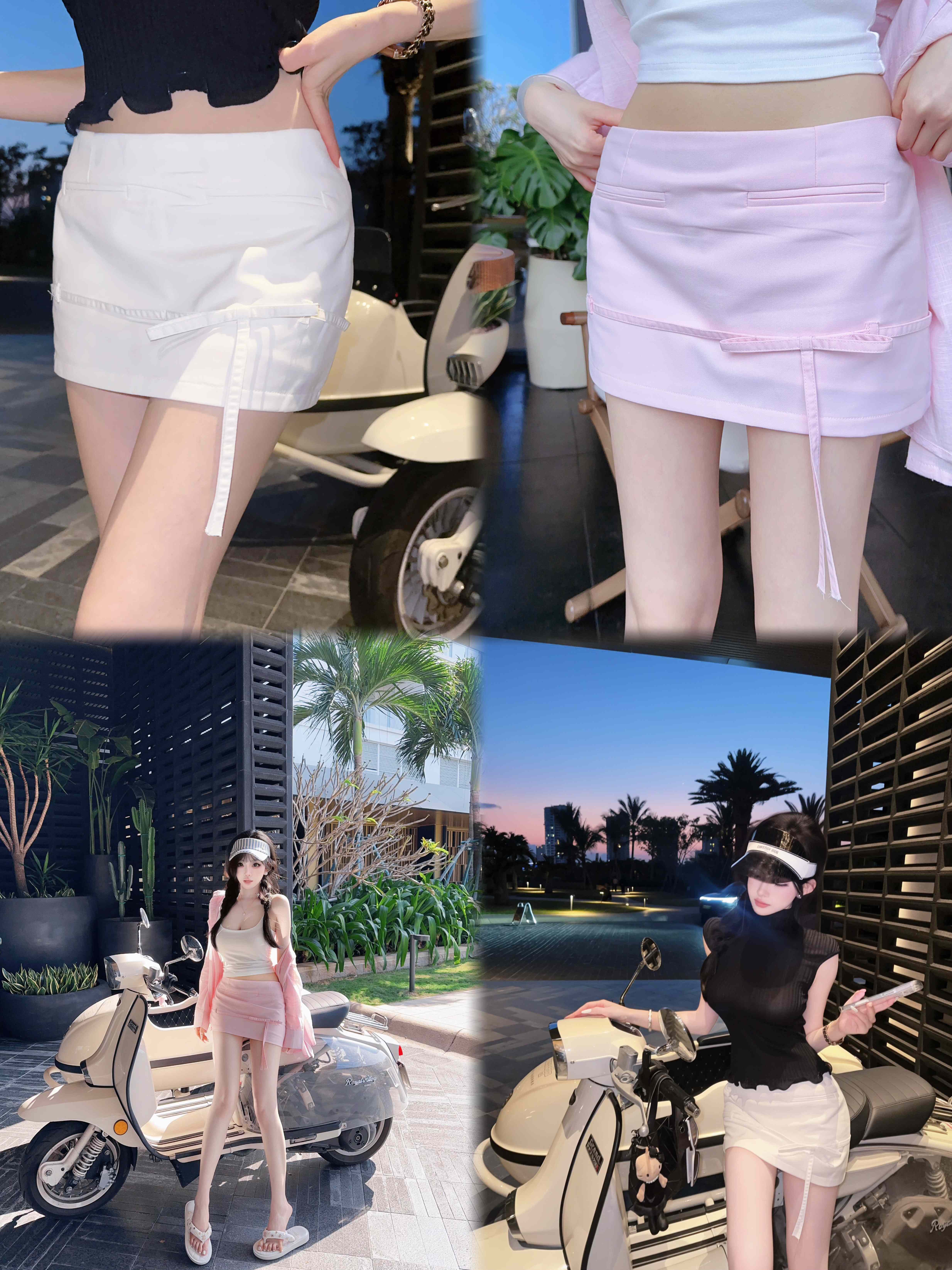 Eva君君酱韩系低腰显瘦蝴蝶结防走光半身裙女包臀迷你纯欲短裙子