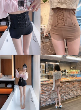 Eva君君酱韩系辣妹超高腰丰胯束腰裤女性感显瘦气质包臀紧身热裤