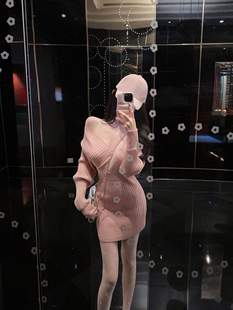 Eva君君酱韩系纯欲v领蝙蝠袖 短裙子 收腰包臀针织连衣裙女气质长袖