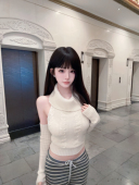 Eva君君酱纯欲性感显瘦小众设计感高领针织袖 套毛衣女修身 上衣韩