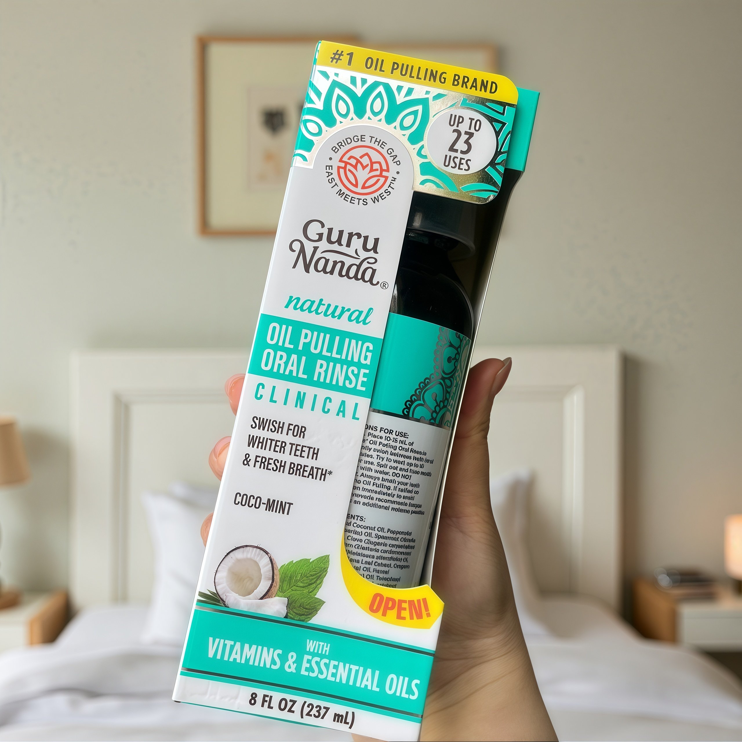 GuruNanda天然油拔漱口水椰子薄荷味清新口气洁白牙齿无乙醇237ml,洗护清洁剂/卫生巾/纸/香薰,漱口水,淘宝优惠券,粉丝福利购,淘宝优惠卷