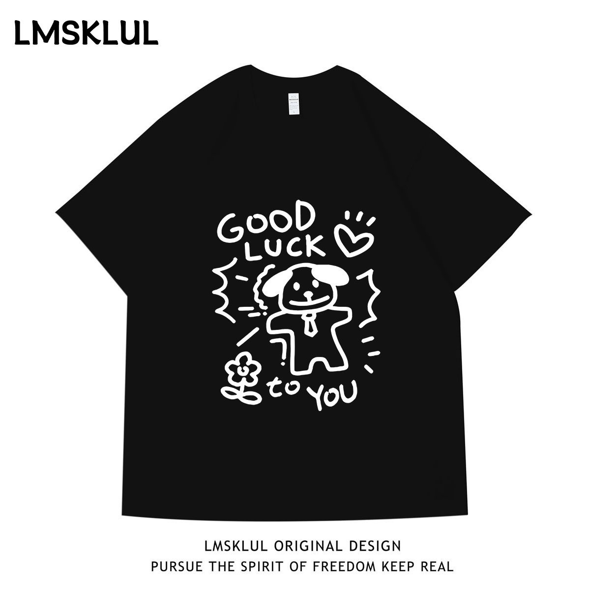 LMSKLUL黑色女t恤短袖2026新款爆款宽松休闲半袖体恤小众设计上衣