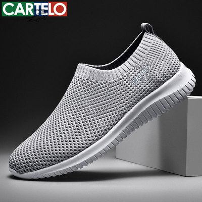 卡帝乐鳄鱼男鞋秋季网鞋轻便镂空薄款休闲鞋透气飞织一脚蹬懒人鞋