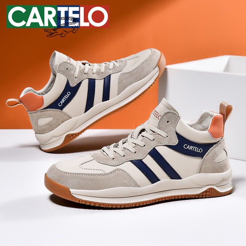 CARTELO鳄鱼男鞋2025秋新款透气休闲运动阿甘鞋百搭板鞋防臭耐磨
