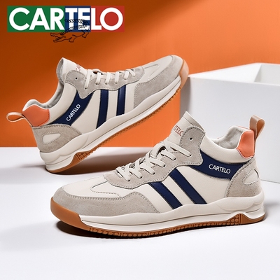 CARTELO鳄鱼男鞋2025秋新款透气休闲运动阿甘鞋百搭板鞋防臭耐磨