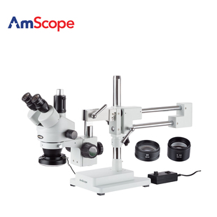 3.5X AmScope 90X三目立体体视显微镜检测维修工业显微镜带LED灯