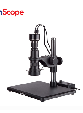 AmScope 0.7X-5X 变焦 1080p 60fps HDMI 数字检测显微镜带环形灯