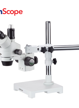 AmScope 7X-45X三目体视变焦显微镜检测维修工业显微镜单臂支架