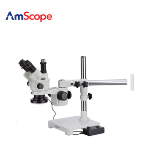 90X三目体视共焦显微镜工业检测维修手机LED环形灯 AmScope 3.5X